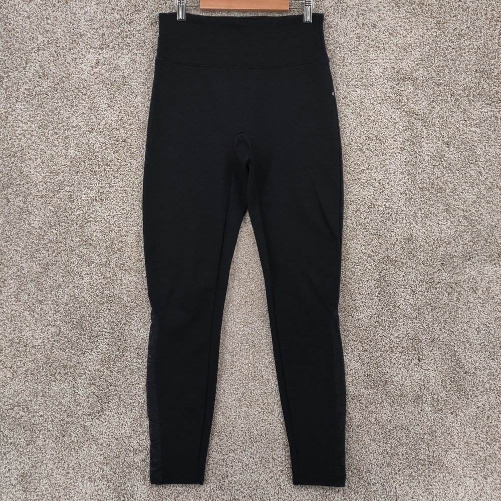 Spanx Leggings Women's Medium M Black Stretch Yoga Training Pants Gym Red Hot